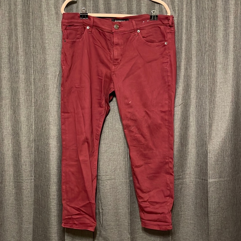 Maroon Express Mid Rise Cropped Skinny Legging Jeans